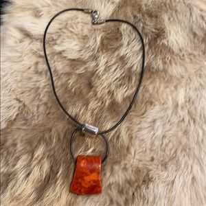 Silpada leather, silver and stone necklace